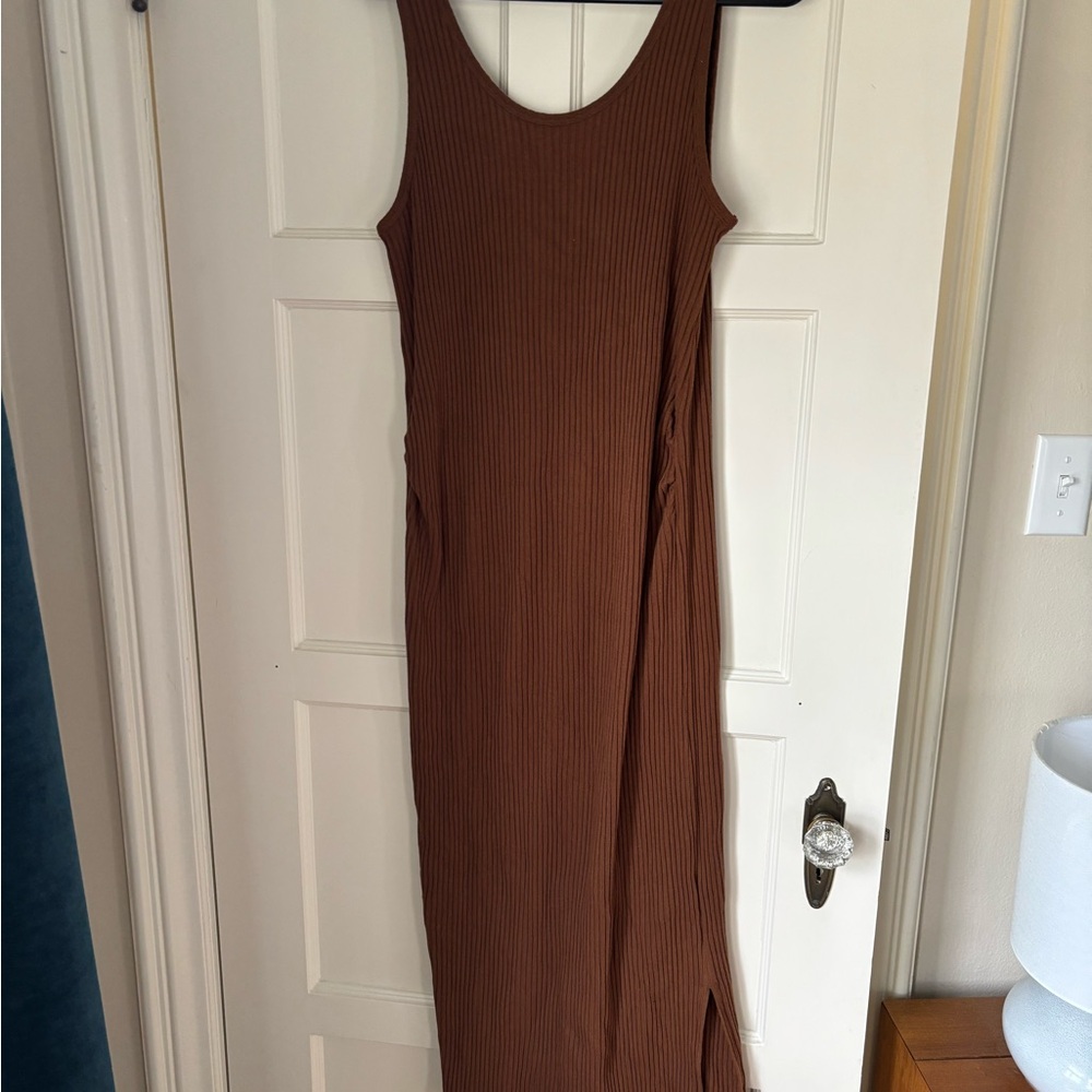 GAP Maternity Brown Sheath Maxi Dress Sleeveless Scoop Neck